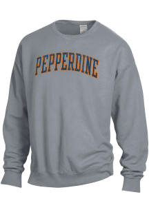 ComfortWash Pepperdine Waves Mens Grey Garment Dyed Long Sleeve Crew Sweatshirt