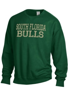 ComfortWash South Florida Bulls Mens Green Garment Dyed Long Sleeve Crew Sweatshirt