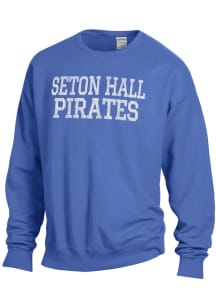 ComfortWash Seton Hall Pirates Mens Blue Garment Dyed Long Sleeve Crew Sweatshirt