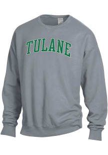 ComfortWash Tulane Green Wave Mens Grey Garment Dyed Long Sleeve Crew Sweatshirt