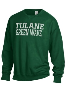 ComfortWash Tulane Green Wave Mens Green Garment Dyed Long Sleeve Crew Sweatshirt