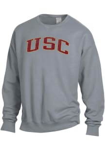 ComfortWash USC Trojans Mens Grey Garment Dyed Long Sleeve Crew Sweatshirt