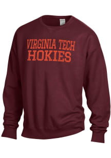ComfortWash Virginia Tech Hokies Mens Red Garment Dyed Long Sleeve Crew Sweatshirt