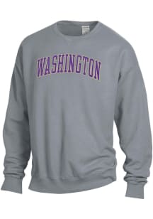 ComfortWash Washington Huskies Mens Grey Garment Dyed Long Sleeve Crew Sweatshirt