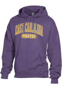 ComfortWash East Carolina Pirates Mens Purple Garment Dyed Long Sleeve Hoodie