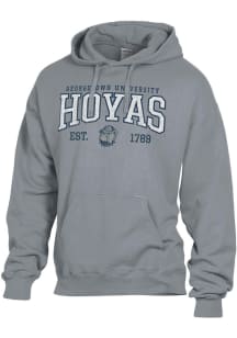 ComfortWash Georgetown Hoyas Mens Grey Garment Dyed Long Sleeve Hoodie