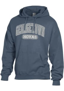 ComfortWash Georgetown Hoyas Mens Blue Garment Dyed Long Sleeve Hoodie