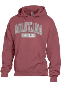 ComfortWash Montana Grizzlies Mens Red Garment Dyed Long Sleeve Hoodie