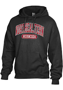 ComfortWash Northeastern Huskies Mens Black Garment Dyed Long Sleeve Hoodie