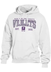 ComfortWash NYU Violets Mens White Garment Dyed Long Sleeve Hoodie