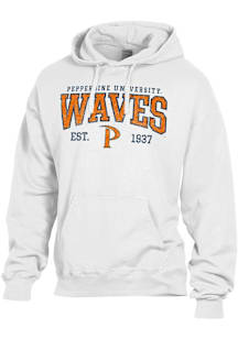 ComfortWash Pepperdine Waves Mens White Garment Dyed Long Sleeve Hoodie
