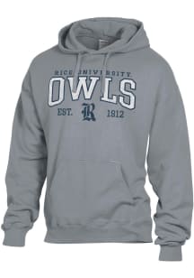 ComfortWash Rice Owls Mens Grey Garment Dyed Long Sleeve Hoodie