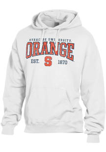 ComfortWash Syracuse Orange Mens White Garment Dyed Long Sleeve Hoodie
