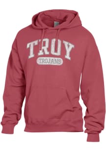 ComfortWash Troy Trojans Mens Red Garment Dyed Long Sleeve Hoodie