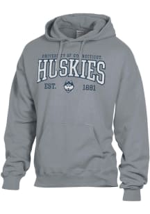 ComfortWash UConn Huskies Mens Grey Garment Dyed Long Sleeve Hoodie