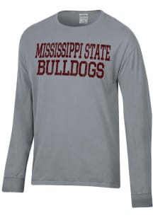 ComfortWash Mississippi State Bulldogs Grey Garment Dyed Long Sleeve T Shirt