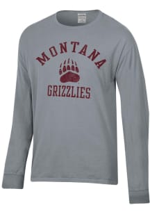 ComfortWash Montana Grizzlies Grey Garment Dyed Long Sleeve T Shirt