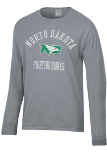 ComfortWash North Dakota Fighting Hawks Grey Garment Dyed Long Sleeve T Shirt