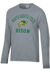 ComfortWash North Dakota State Bison Grey Garment Dyed Long Sleeve T Shirt