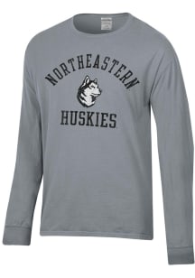 ComfortWash Northeastern Huskies Grey Garment Dyed Long Sleeve T Shirt