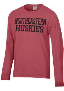 ComfortWash Northeastern Huskies Red Garment Dyed Long Sleeve T Shirt