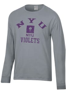 ComfortWash NYU Violets Grey Garment Dyed Long Sleeve T Shirt