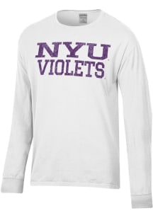 ComfortWash NYU Violets White Garment Dyed Long Sleeve T Shirt
