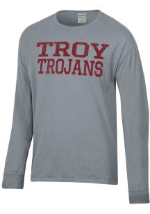 ComfortWash Troy Trojans Grey Garment Dyed Long Sleeve T Shirt