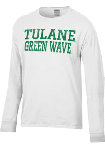 ComfortWash Tulane Green Wave White Garment Dyed Long Sleeve T Shirt