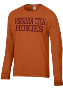 ComfortWash Virginia Tech Hokies Orange Garment Dyed Long Sleeve T Shirt