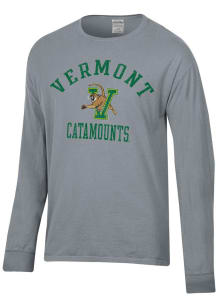 ComfortWash Vermont Catamounts Grey Garment Dyed Long Sleeve T Shirt