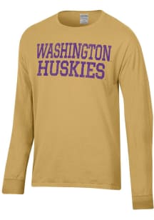 ComfortWash Washington Huskies Yellow Garment Dyed Long Sleeve T Shirt