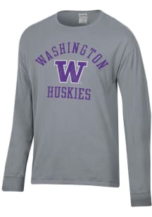 ComfortWash Washington Huskies Grey Garment Dyed Long Sleeve T Shirt