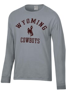 ComfortWash Wyoming Cowboys Grey Garment Dyed Long Sleeve T Shirt