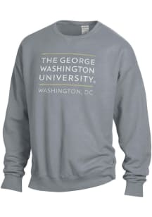 ComfortWash George Washington Revolutionaries Mens Grey Garment Dyed Long Sleeve Crew Sweatshirt