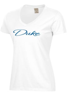 ComfortWash Duke Blue Devils Womens White Garment Dyed Short Sleeve T-Shirt