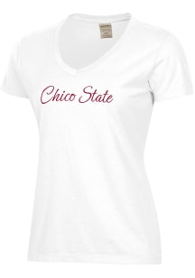 ComfortWash CSU Chico Wildcats Womens White Garment Dyed Short Sleeve T-Shirt