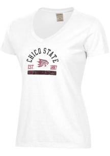 ComfortWash CSU Chico Wildcats Womens White Garment Dyed Short Sleeve T-Shirt