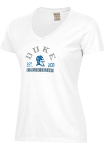 ComfortWash Duke Blue Devils Womens White Garment Dyed Short Sleeve T-Shirt