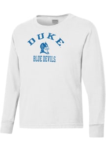 ComfortWash Duke Blue Devils Youth White Garment Dyed Long Sleeve T-Shirt