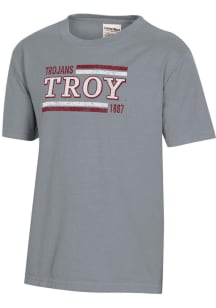 ComfortWash Troy Trojans Youth Grey Garment Dyed Short Sleeve T-Shirt