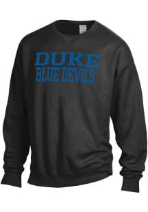 ComfortWash Duke Blue Devils Mens Black Garment Dyed Long Sleeve Crew Sweatshirt