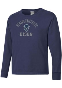 ComfortWash Howard Bison Youth Blue Garment Dyed Long Sleeve T-Shirt