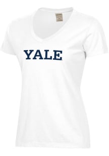 ComfortWash Yale Bulldogs Womens White Garment Dyed Short Sleeve T-Shirt