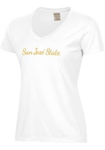 ComfortWash San Jose State Spartans Womens White Garment Dyed Short Sleeve T-Shirt