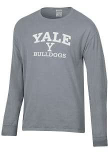 ComfortWash Yale Bulldogs Grey Garment Dyed Long Sleeve T Shirt