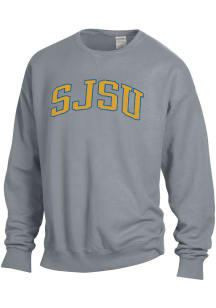 ComfortWash San Jose State Spartans Mens Charcoal Garment Dyed Long Sleeve Crew Sweatshirt