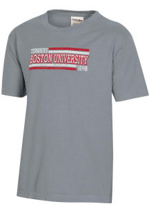 ComfortWash Boston Terriers Youth Grey Garment Dyed Short Sleeve T-Shirt