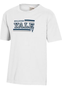 ComfortWash Yale Bulldogs Youth White Garment Dyed Short Sleeve T-Shirt