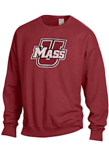 ComfortWash Massachusetts Minutemen Mens Red Garment Dyed Long Sleeve Crew Sweatshirt